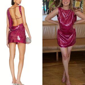 NWT Cult Gaia Carletta Mini Dress Ombre Sequin Open Back Mini Dress Large